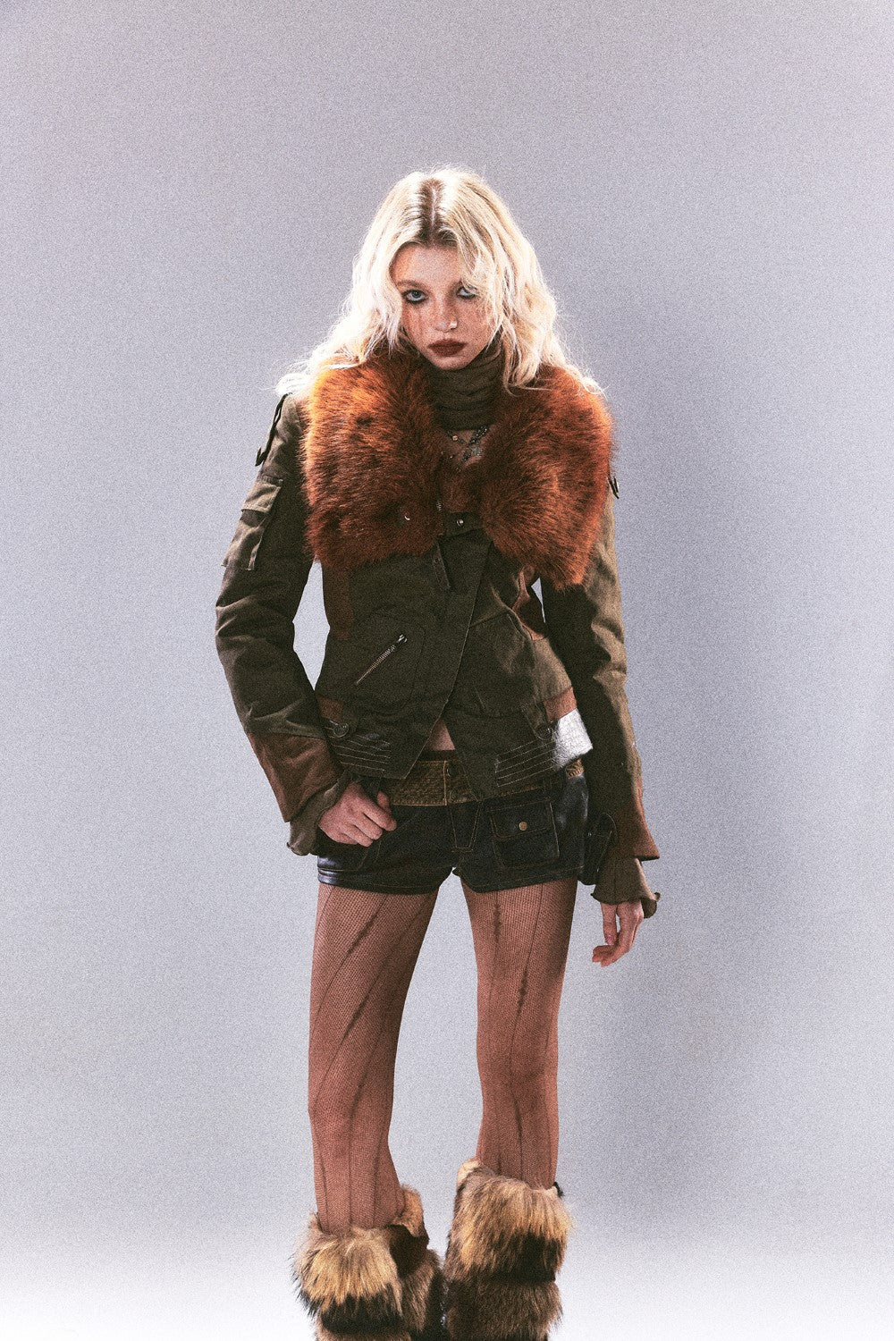 Fur-Collared Military Jacket