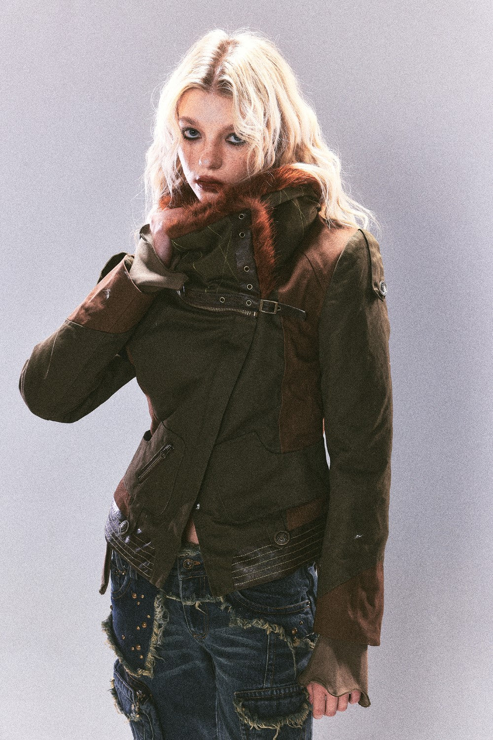 Fur-Collared Military Jacket