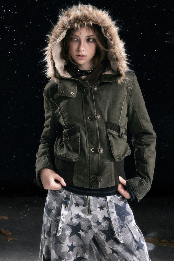 Vintage Army Fur Jacket