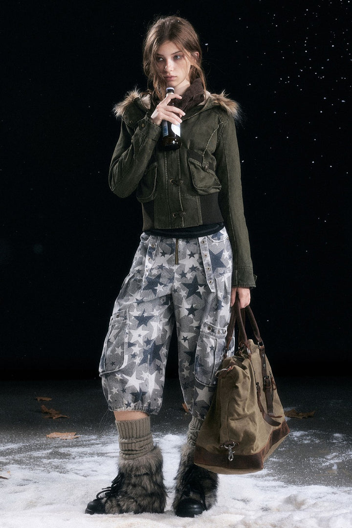 Vintage Army Fur Jacket