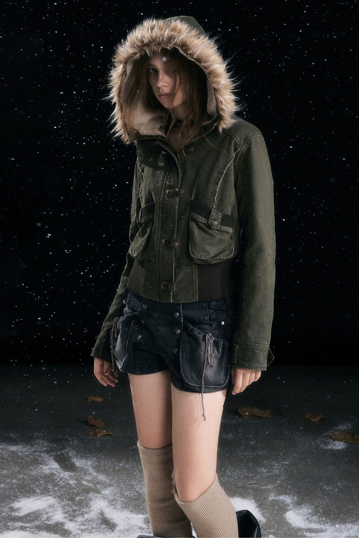 Vintage Army Fur Jacket