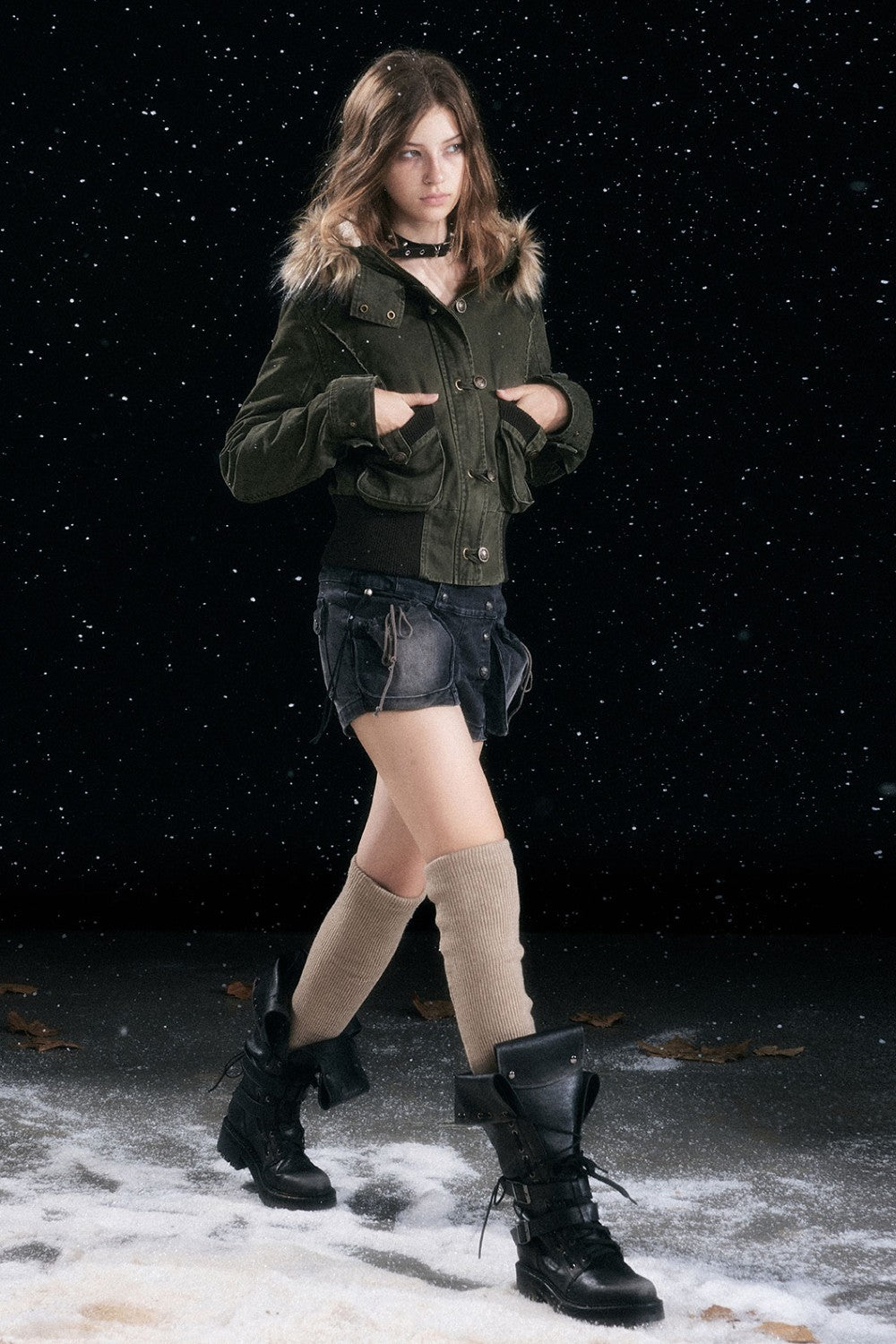 Vintage Army Fur Jacket