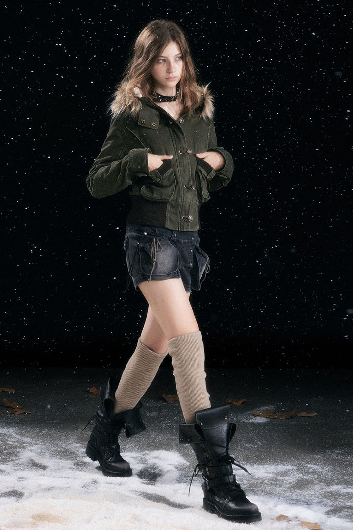 Vintage Army Fur Jacket