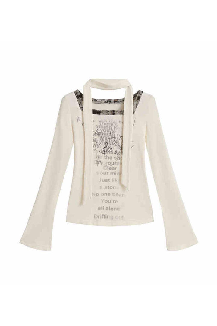 Bell-Sleeved Scarf Shirt