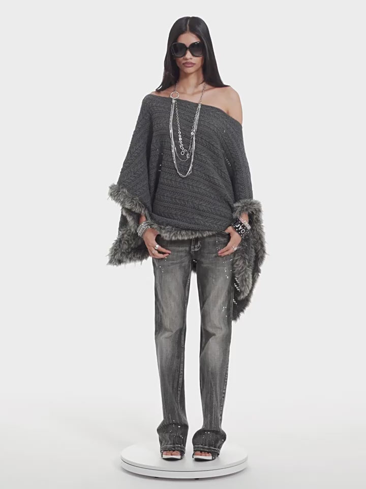 Celine Slanted Neck Poncho