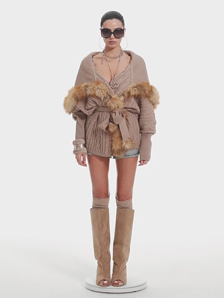 Winona Camel Fur Cardigan