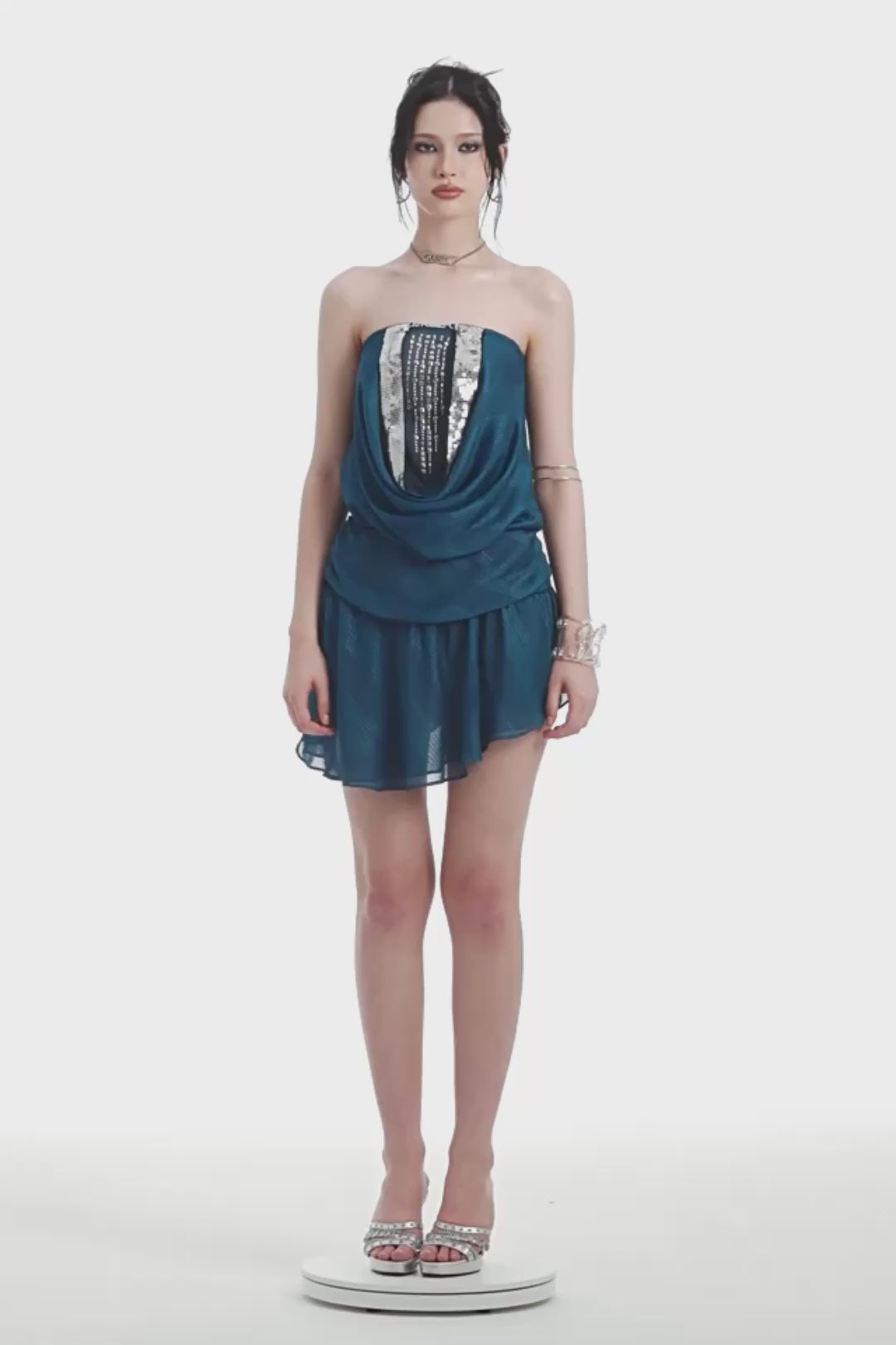 Sapphire Drape Tube Dress