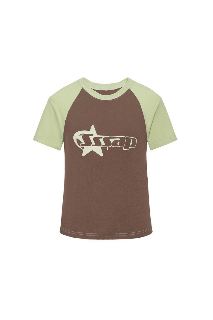 Retro Contrast Raglan Sleeve Tshirt - Pixie Rebels