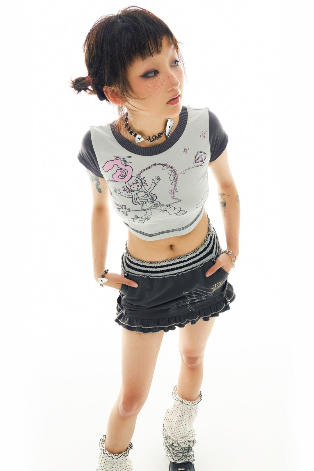 Retro Gray Mini Skirt - Pixie Rebels