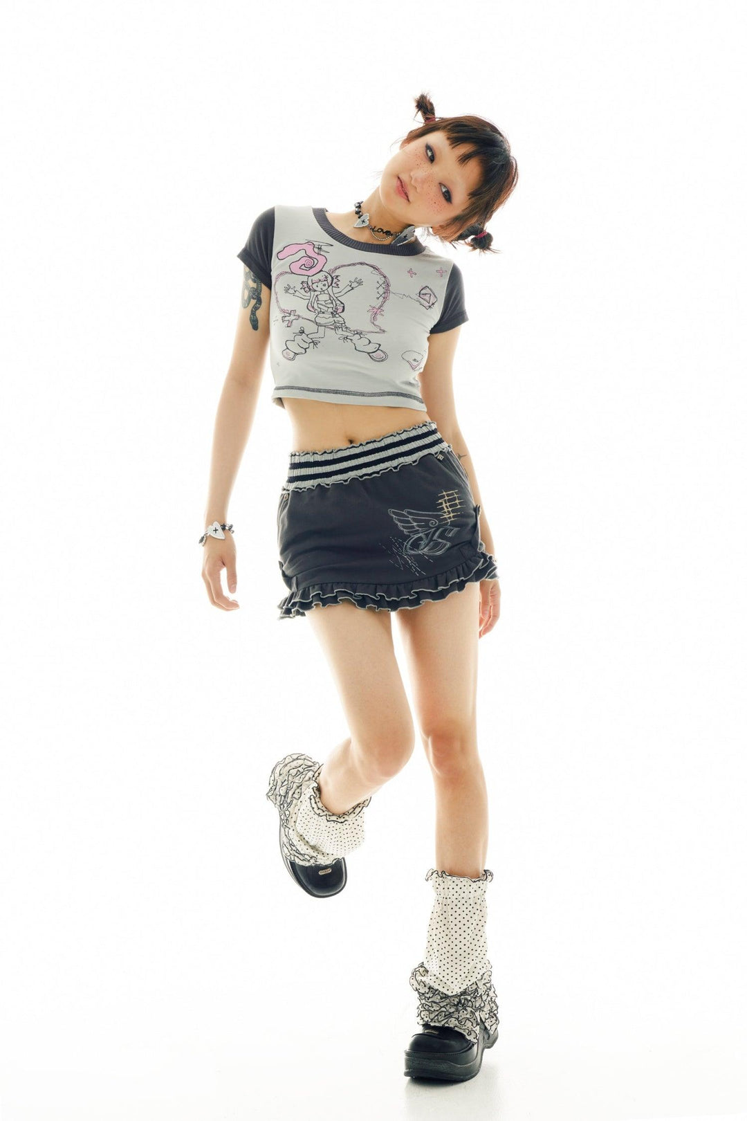 Retro Gray Mini Skirt - Pixie Rebels