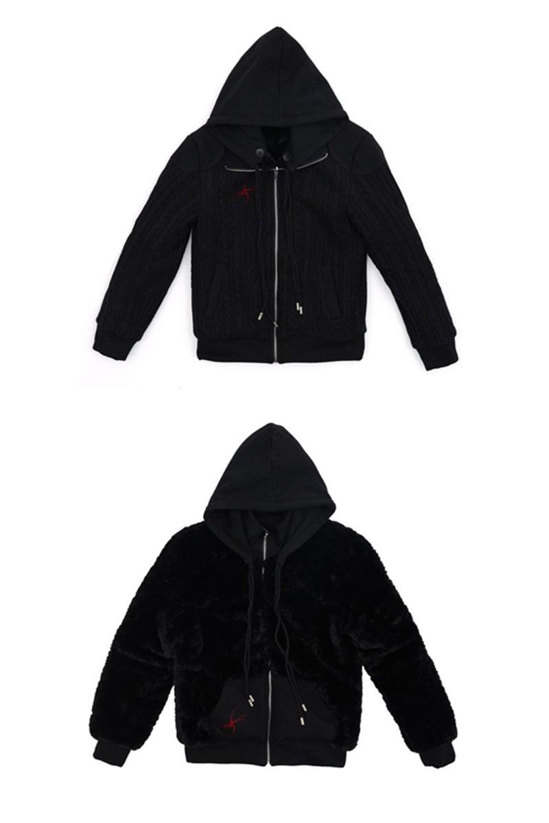 Reversible Hooded Jacket Black - Pixie Rebels
