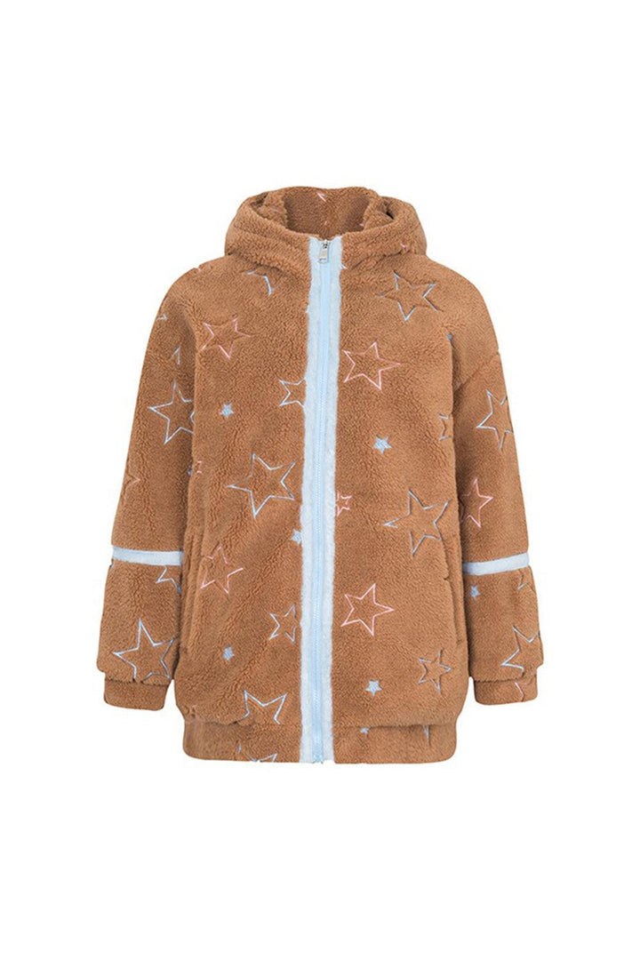 Brown Stellar Padded Winter Jacket with Ears - Pixie Rebels